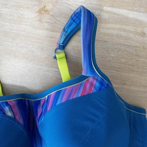 Panache Sport Underwire Bra 40E High Impact Blue Multicolor Adjustable Straps - Picture 5 of 8